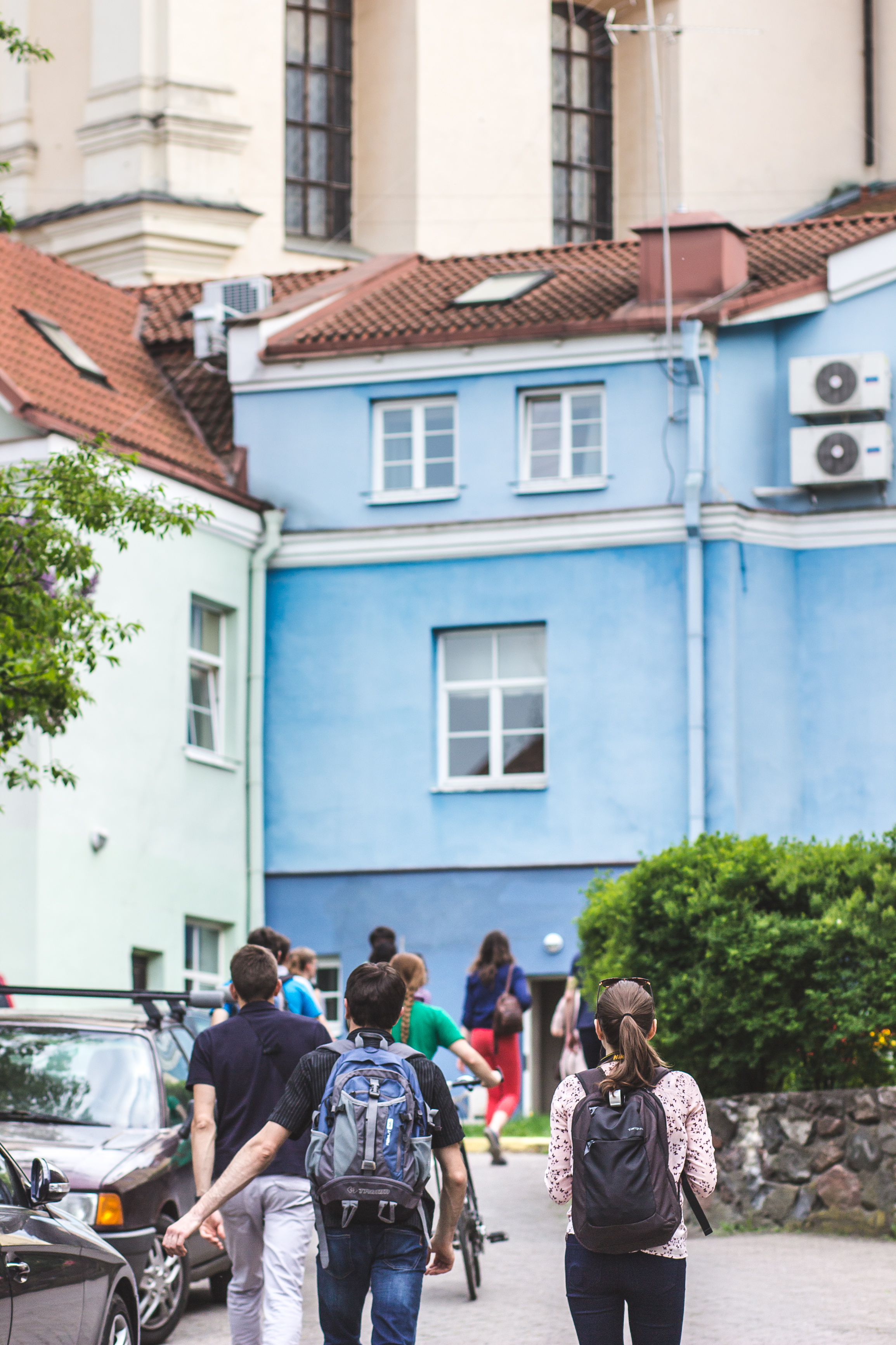 Part of Vilnius Free Tour, colourful courtyard of Vilnius