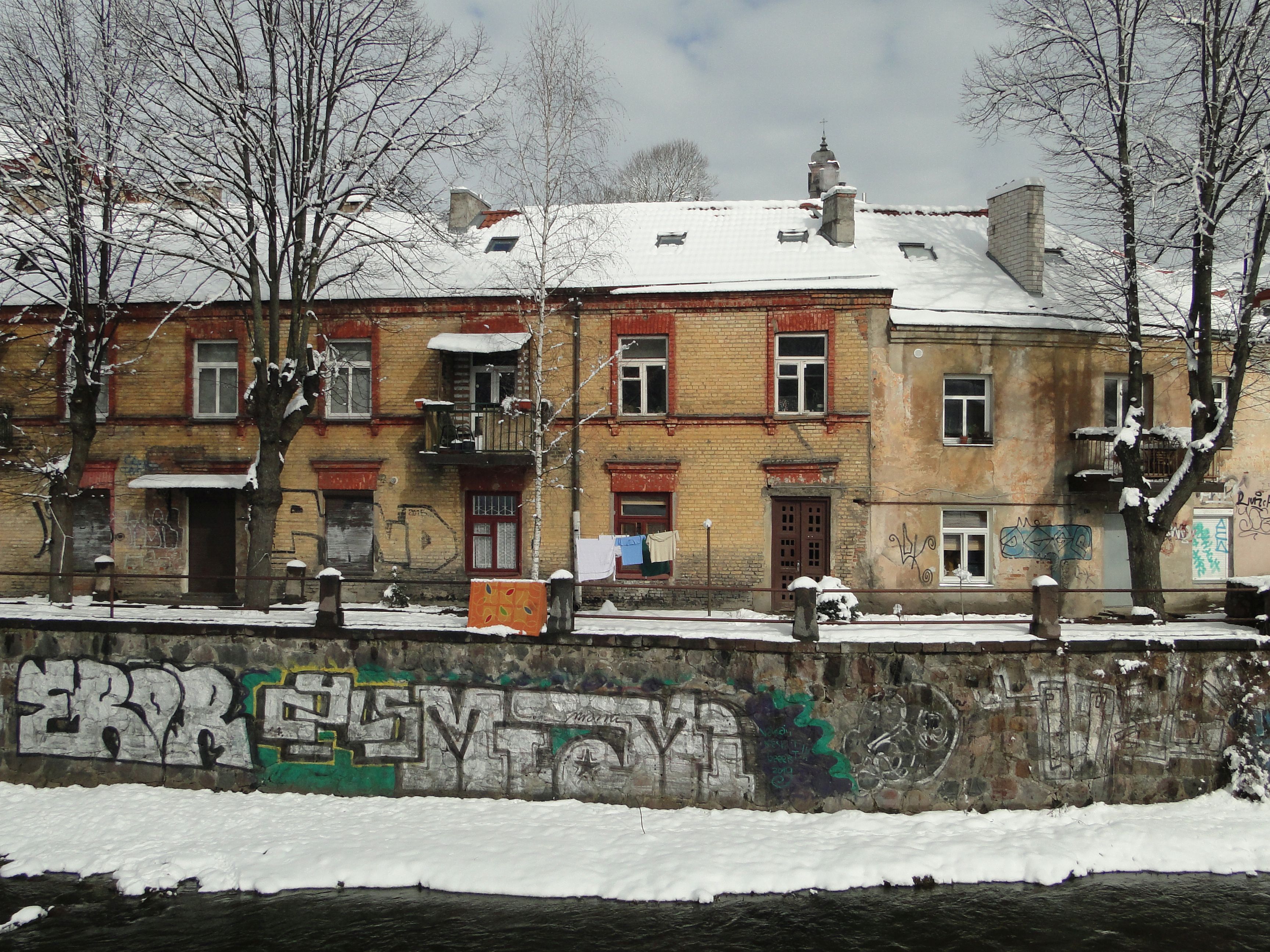 Vilnius river Vilnelė in winter